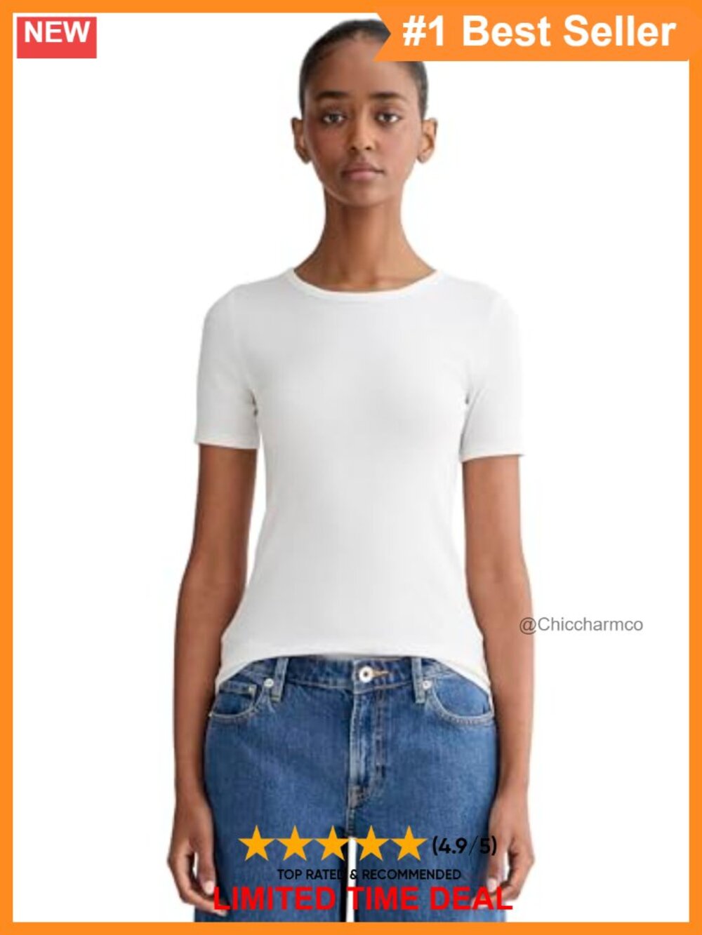Luxe Rib Crew Neck Short Sleeve Supima Cotton Slim Fit T-Shirt